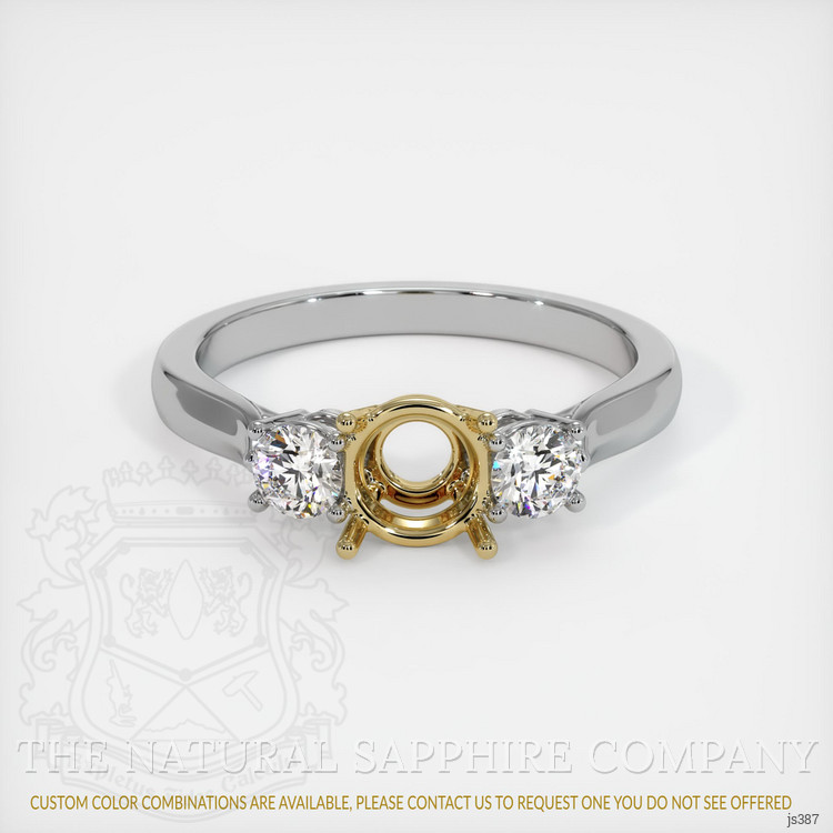 14K Yellow & White Three Stone Ring Setting