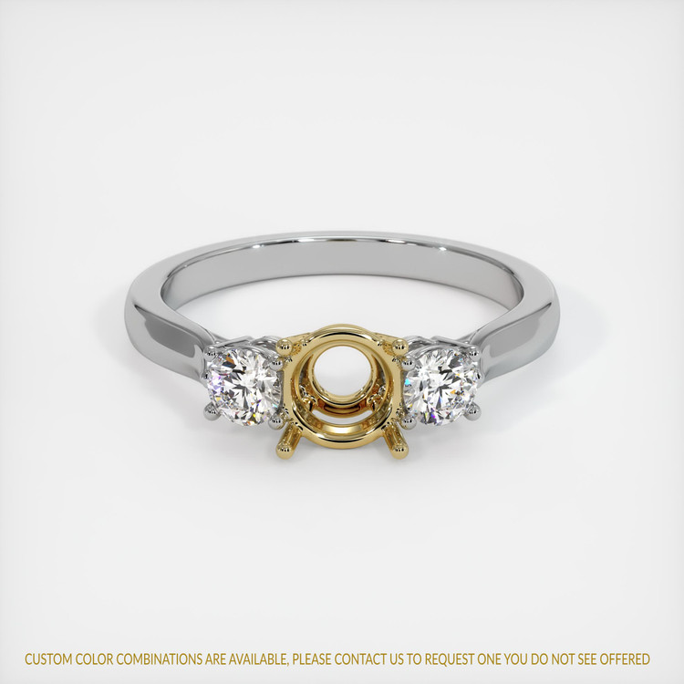 14K Yellow & White Three Stone Ring Setting
