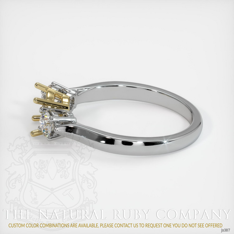 14K Yellow & White Three Stone Ring Setting