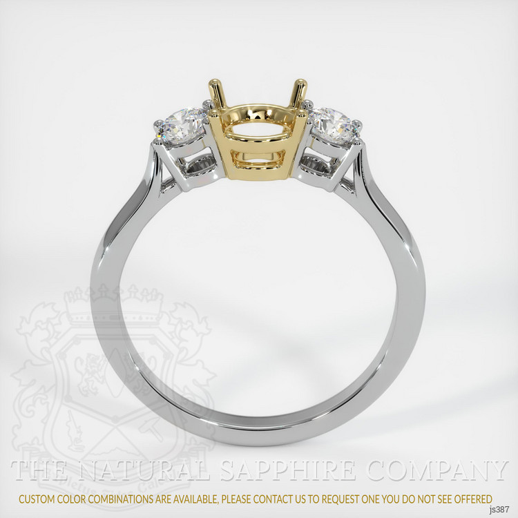 14K Yellow & White Three Stone Ring Setting