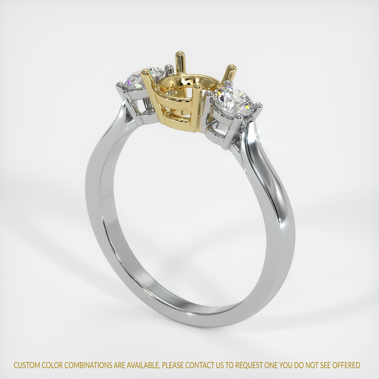 18K Yellow & White Three Stone Ring Setting