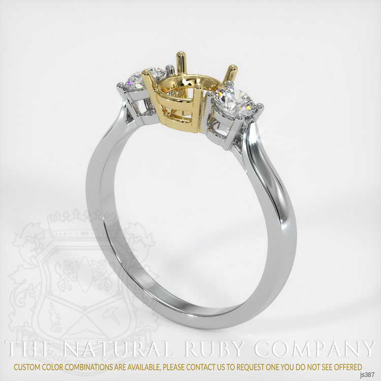 18K Yellow & White Three Stone Ring Setting