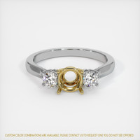 18K Yellow & White Three Stone Ring Setting Image