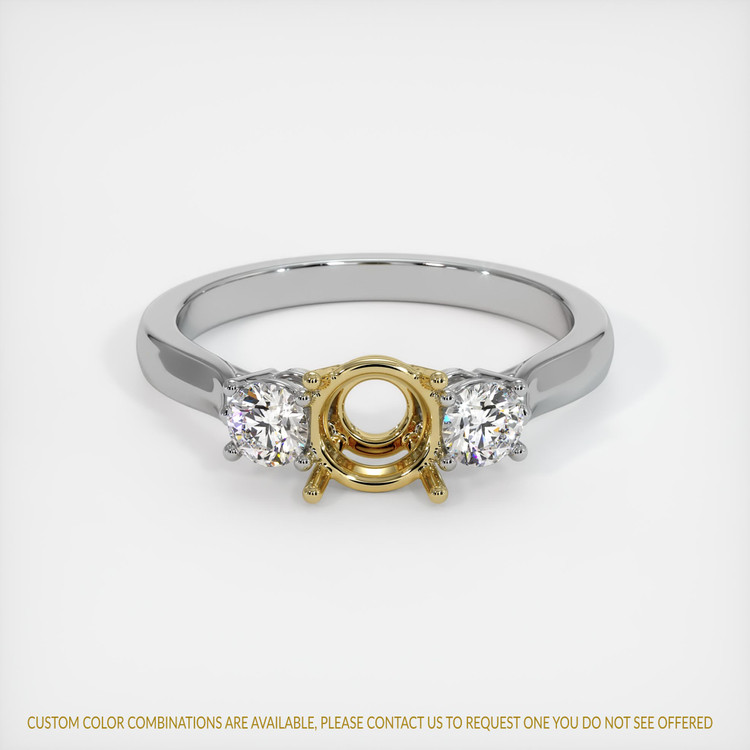 18K Yellow & White Three Stone Ring Setting