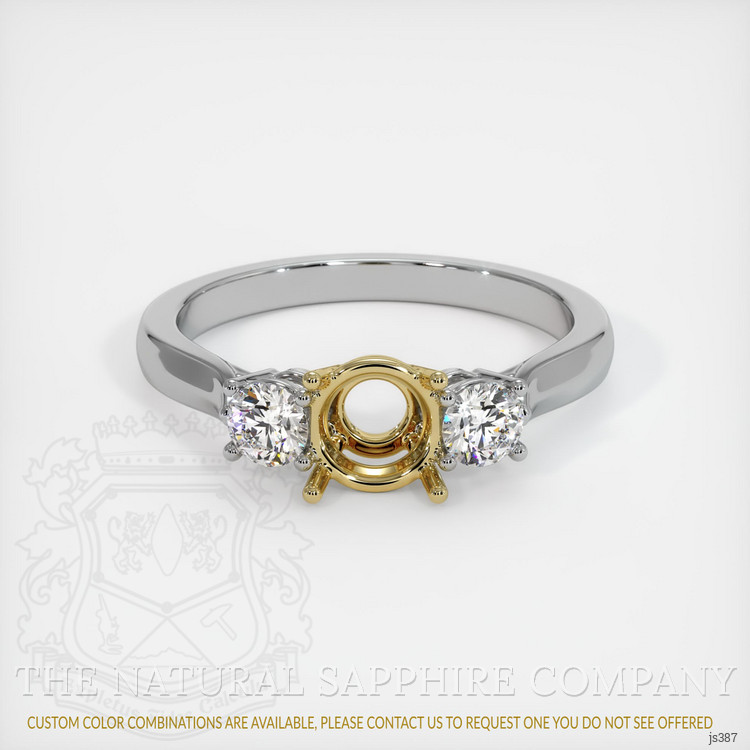 18K Yellow & White Three Stone Ring Setting