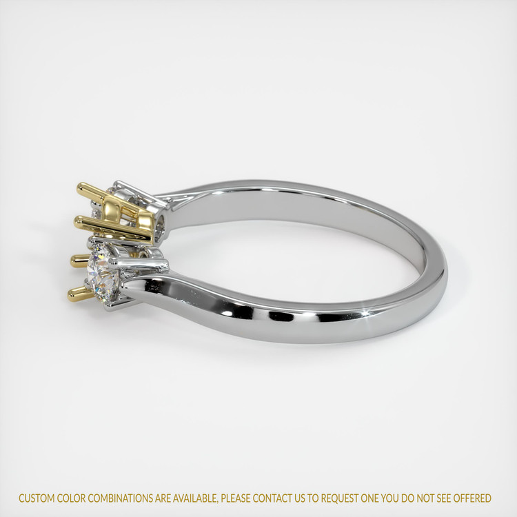 18K Yellow & White Three Stone Ring Setting