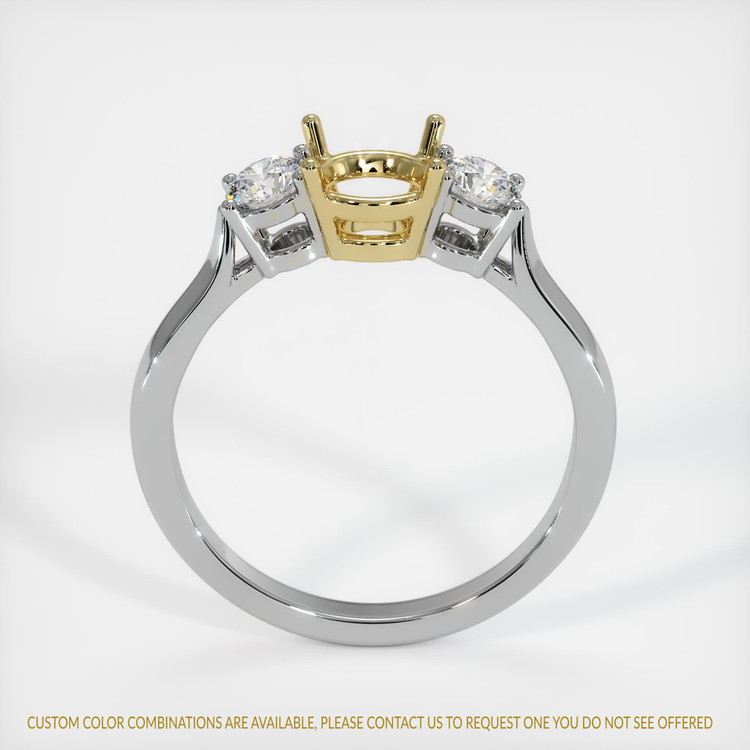 18K Yellow & White Three Stone Ring Setting