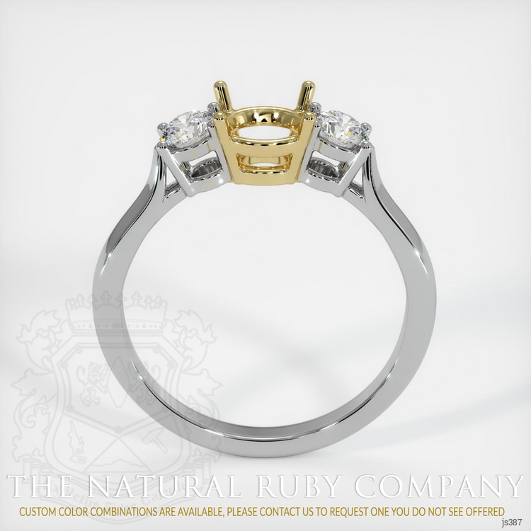18K Yellow & White Three Stone Ring Setting