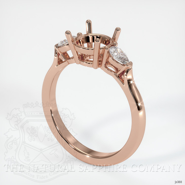 14K Rose Gold Three Stone Ring Setting