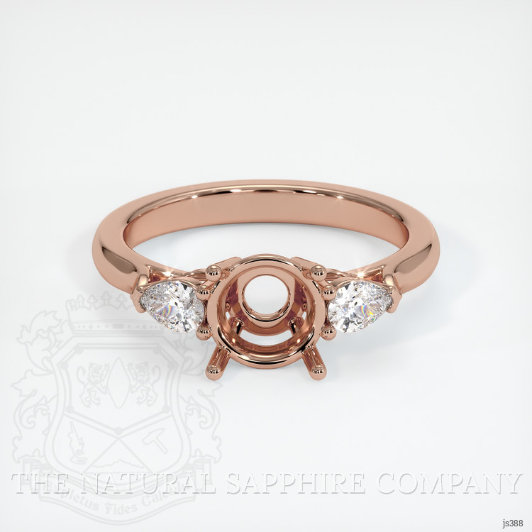 14K Rose Gold Three Stone Ring Setting