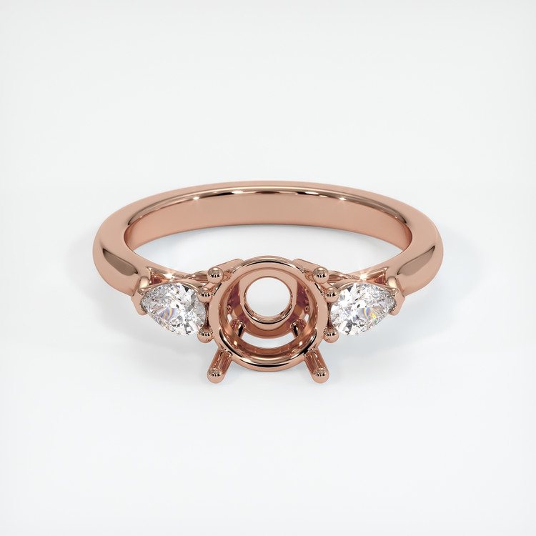 14K Rose Gold Three Stone Ring Setting