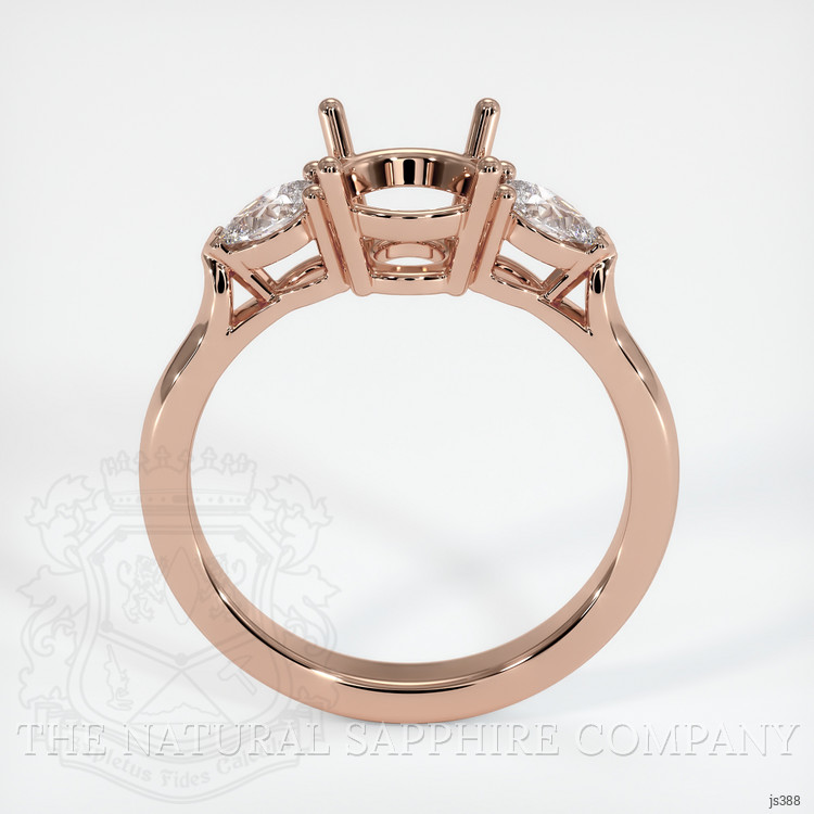 14K Rose Gold Three Stone Ring Setting