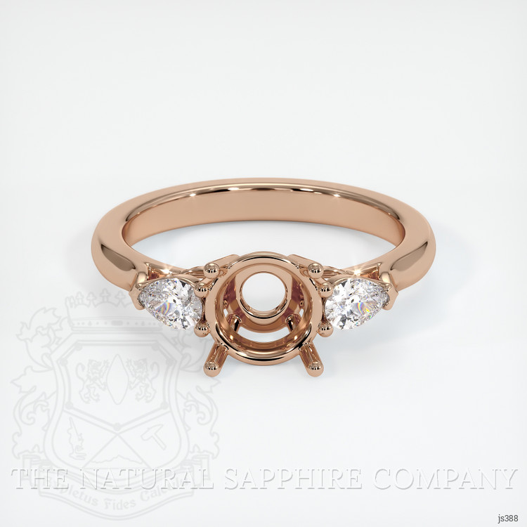 18K Rose Gold Three Stone Ring Setting