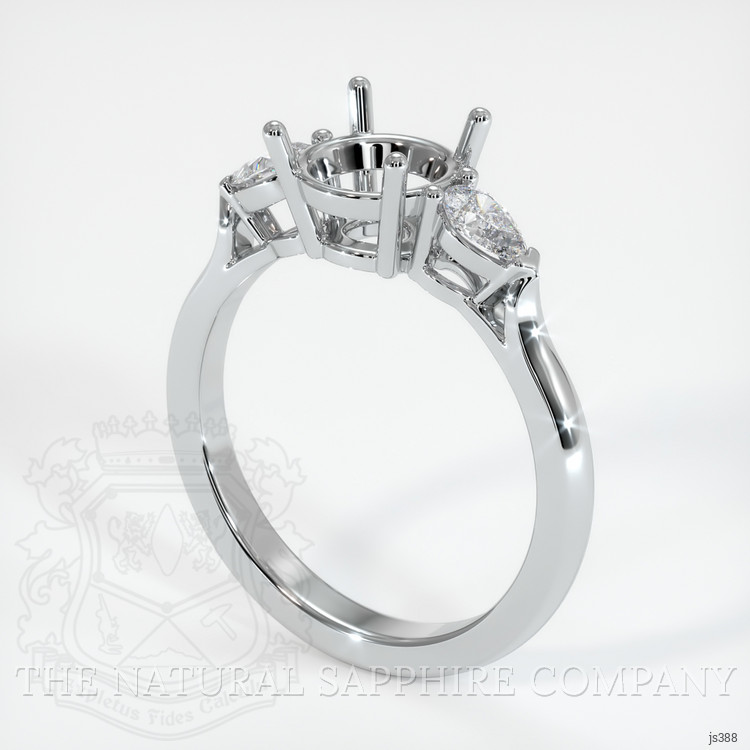 10K White Gold Three Stone Ring Setting