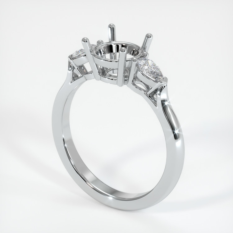 14K White Gold Three Stone Ring Setting