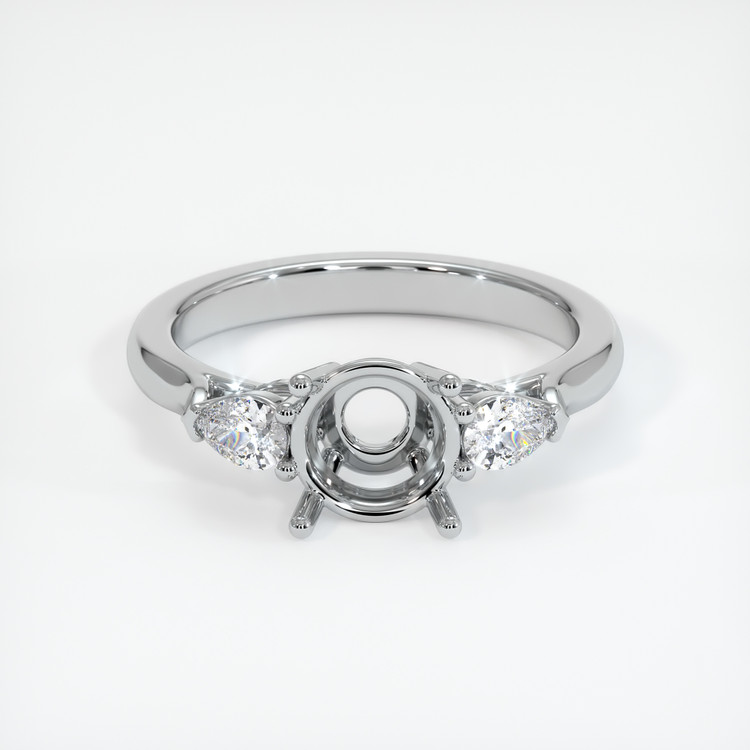14K White Gold Three Stone Ring Setting