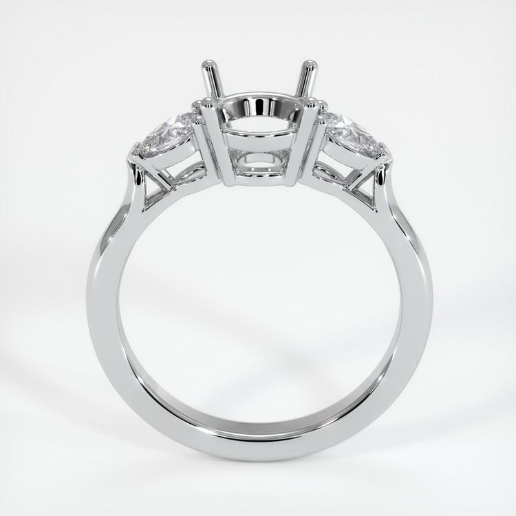 14K White Gold Three Stone Ring Setting