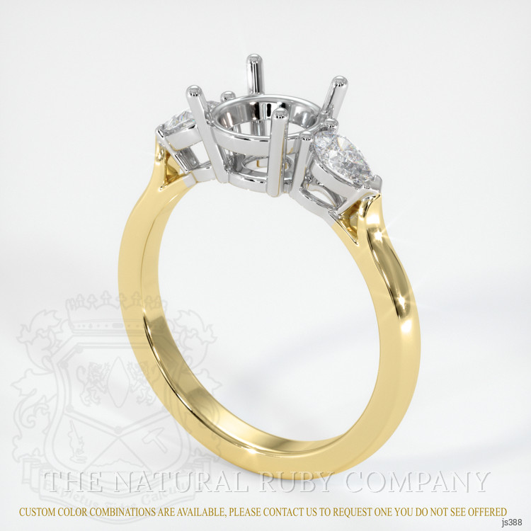 14K White & Yellow Three Stone Ring Setting