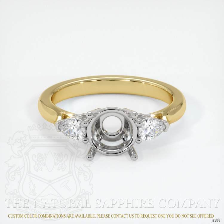 14K White & Yellow Three Stone Ring Setting