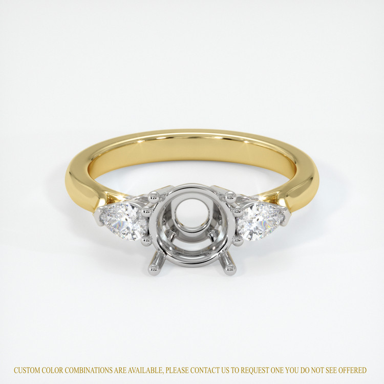 14K White & Yellow Three Stone Ring Setting