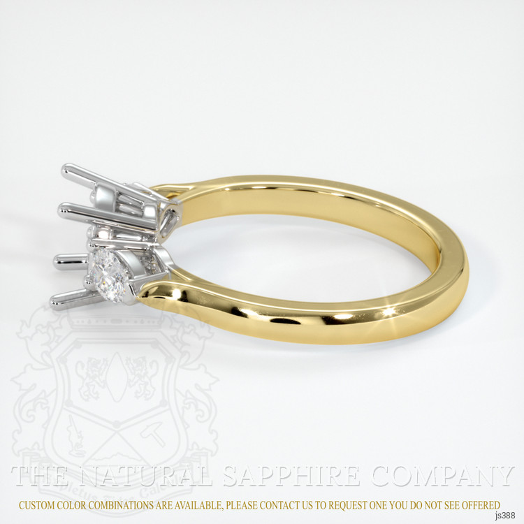 14K White & Yellow Three Stone Ring Setting