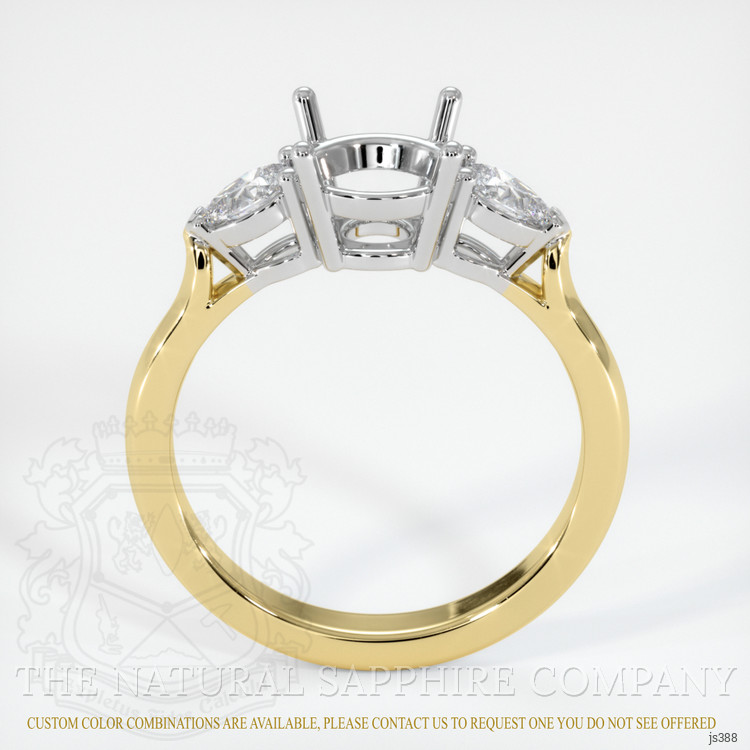 14K White & Yellow Three Stone Ring Setting
