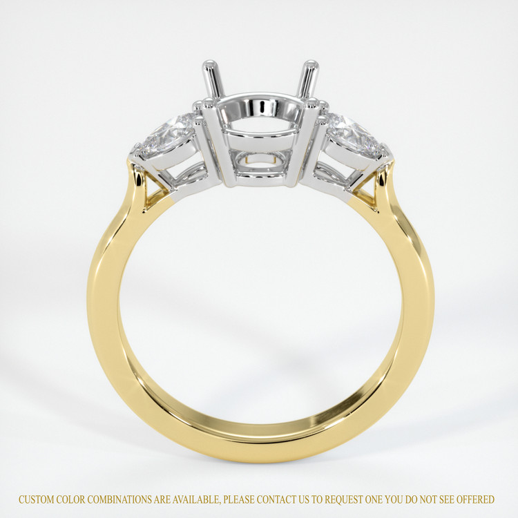 14K White & Yellow Three Stone Ring Setting