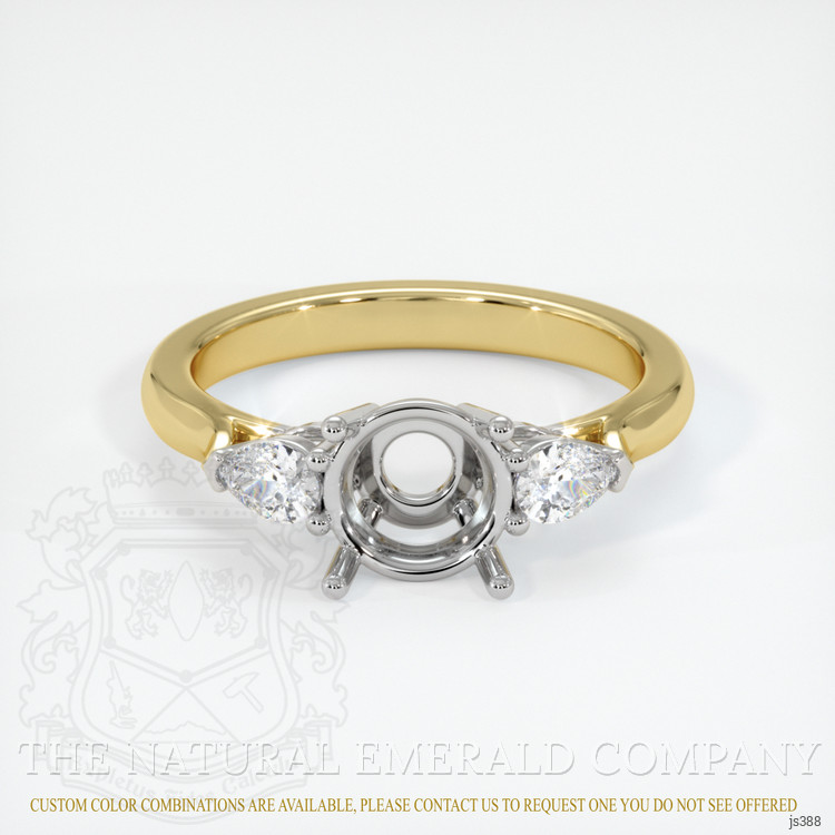 18K White & Yellow Three Stone Ring Setting