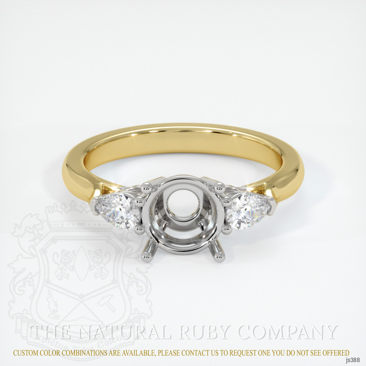 18K White & Yellow Three Stone Ring Setting