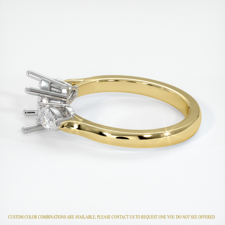 18K White & Yellow Three Stone Ring Setting