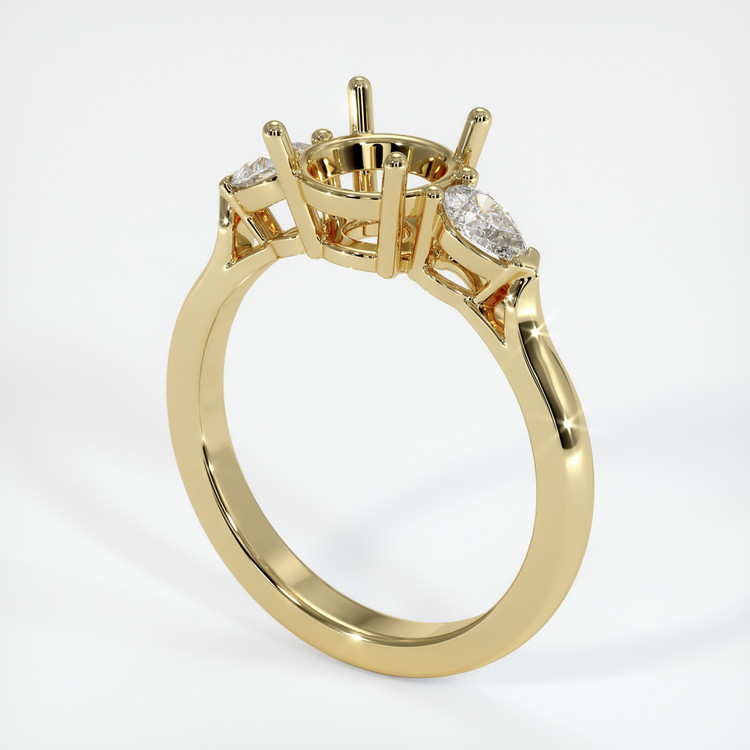 14K Yellow Gold Three Stone Ring Setting