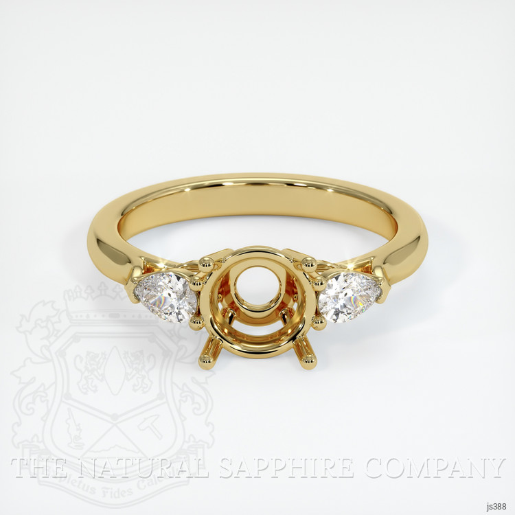 18K Yellow Gold Three Stone Ring Setting