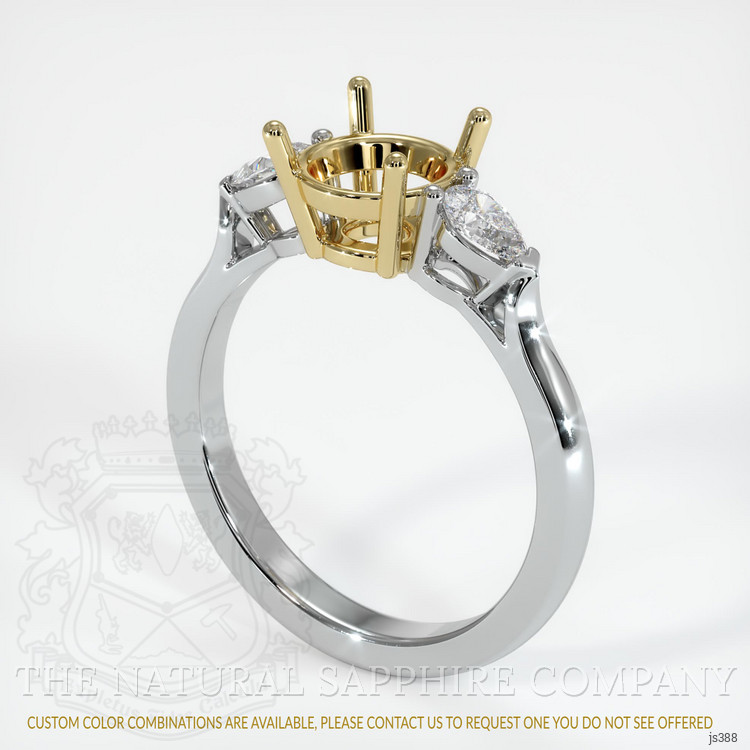 14K Yellow & White Three Stone Ring Setting