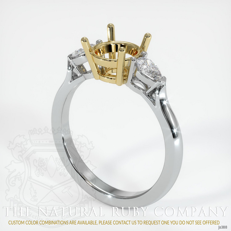 14K Yellow & White Three Stone Ring Setting