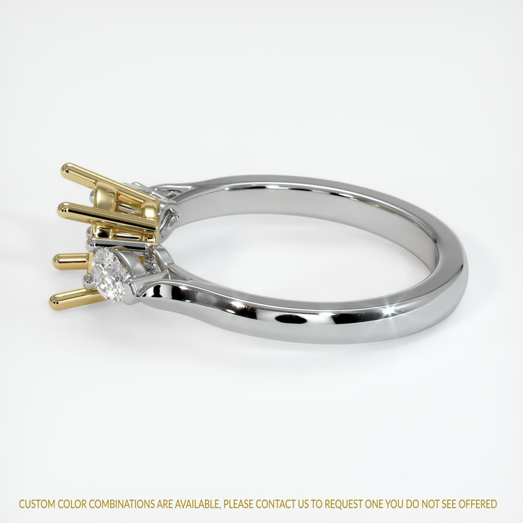 14K Yellow & White Three Stone Ring Setting