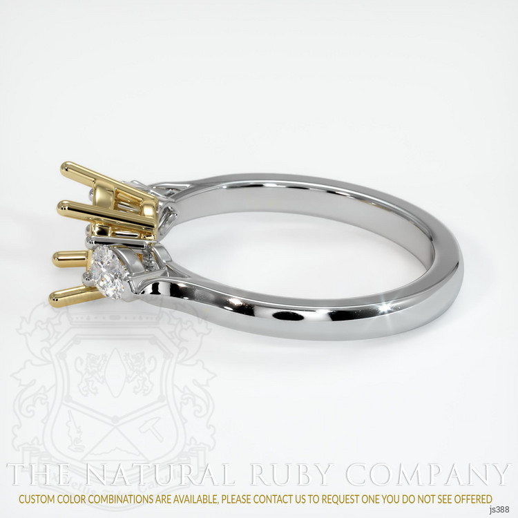 14K Yellow & White Three Stone Ring Setting