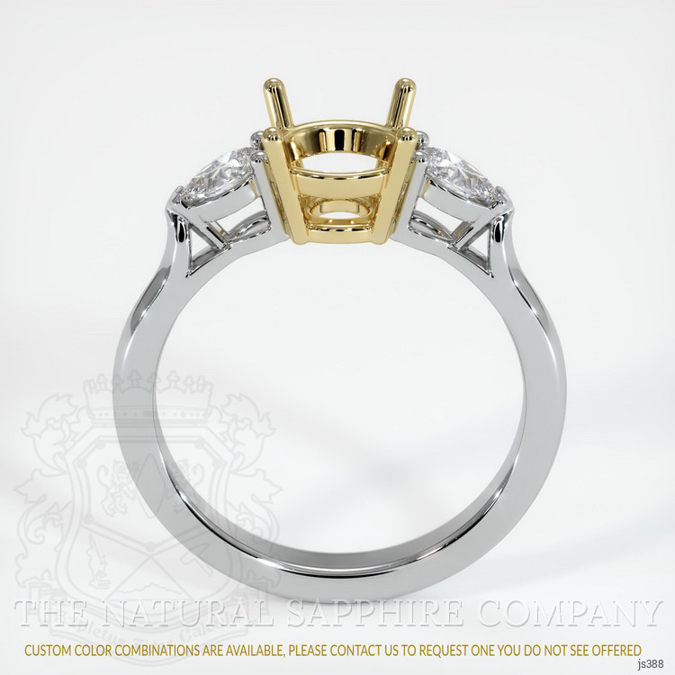 14K Yellow & White Three Stone Ring Setting