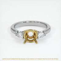 18K Yellow & White Three Stone Ring Setting Image