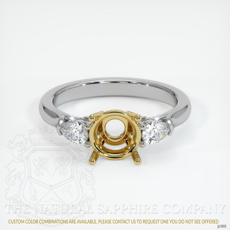 18K Yellow & White Three Stone Ring Setting