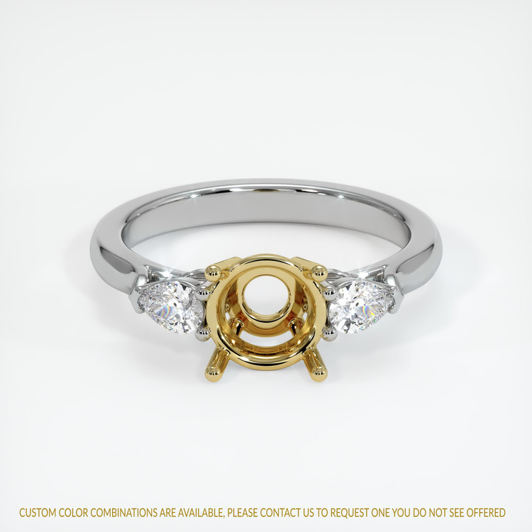 18K Yellow & White Three Stone Ring Setting