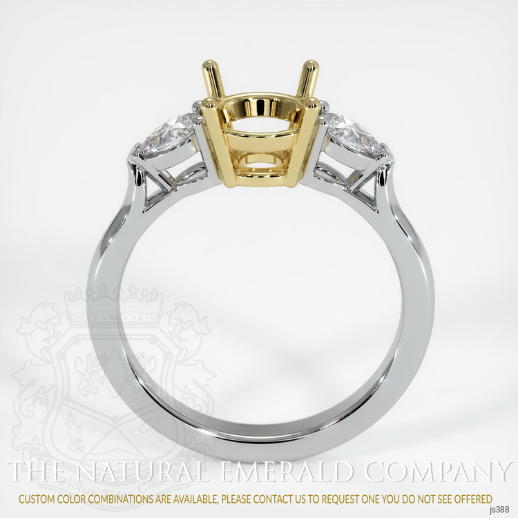 18K Yellow & White Three Stone Ring Setting