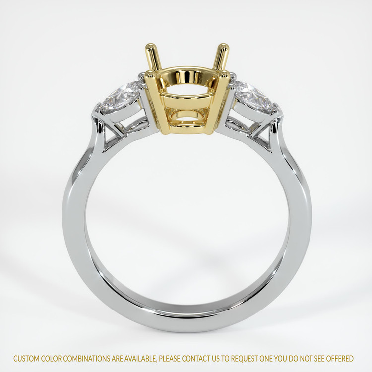 18K Yellow & White Three Stone Ring Setting