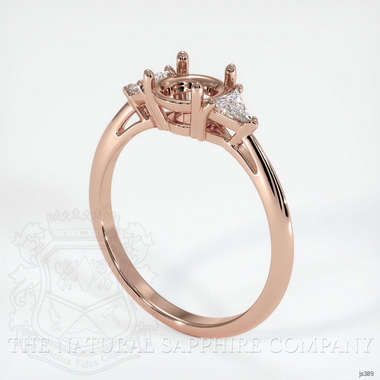14K Rose Gold Three Stone Ring Setting