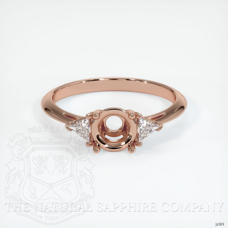 14K Rose Gold Three Stone Ring Setting