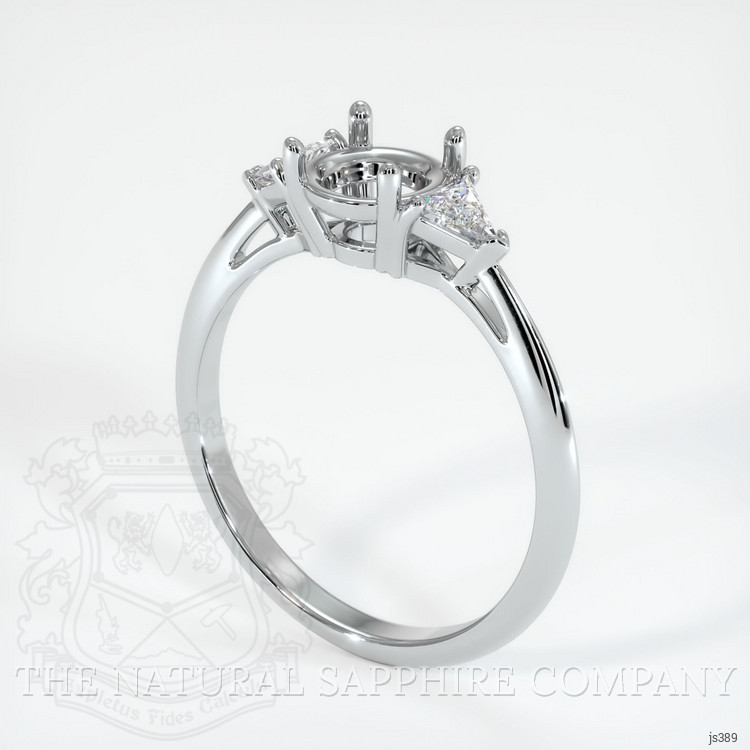 14K White Gold Three Stone Ring Setting