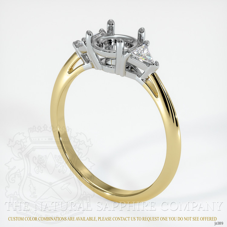 14K White & Yellow Three Stone Ring Setting
