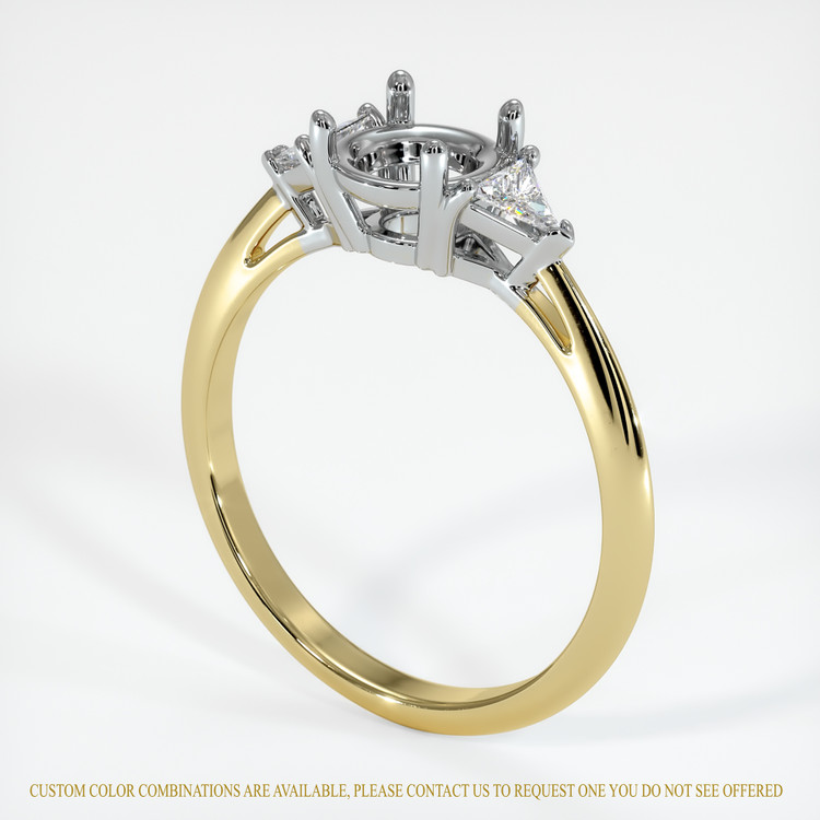 14K White & Yellow Three Stone Ring Setting