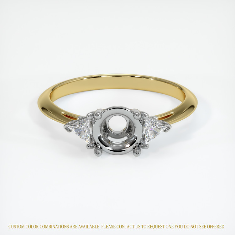 14K White & Yellow Three Stone Ring Setting