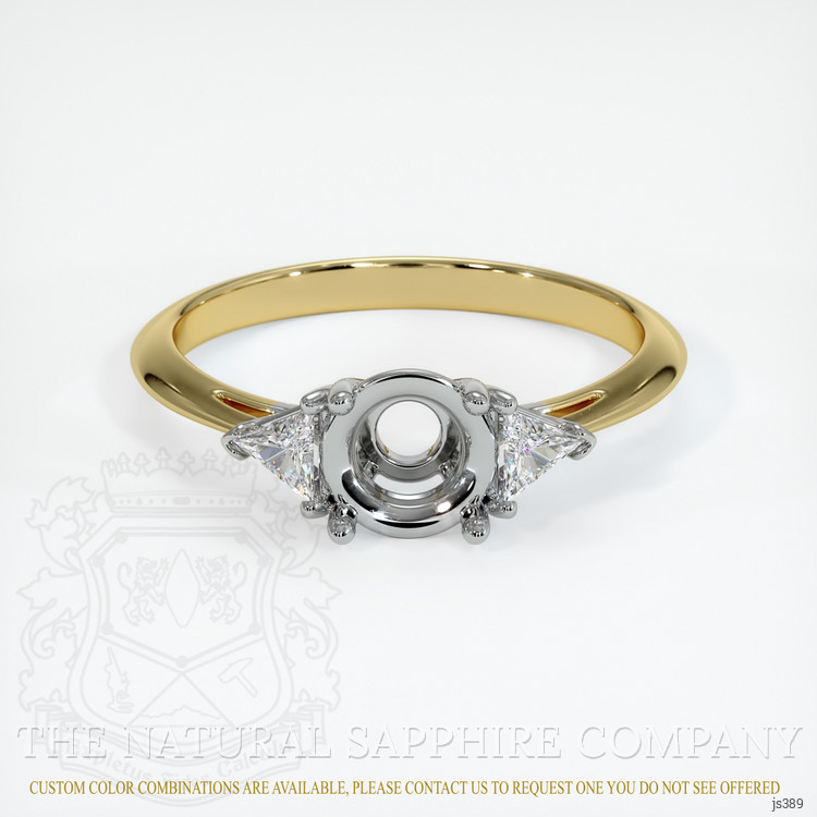 14K White & Yellow Three Stone Ring Setting