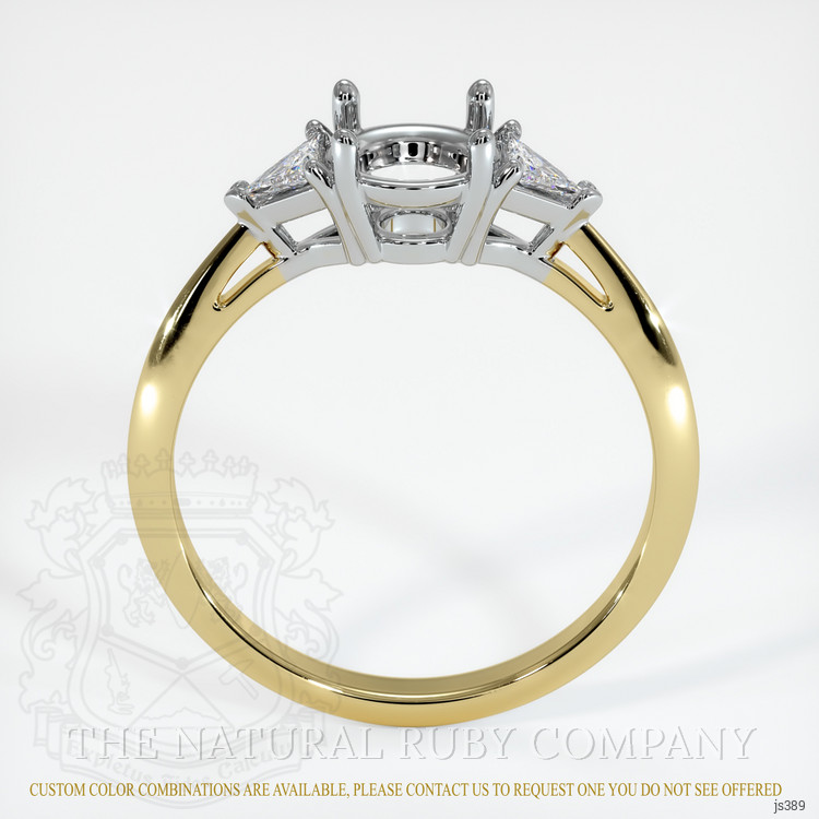14K White & Yellow Three Stone Ring Setting